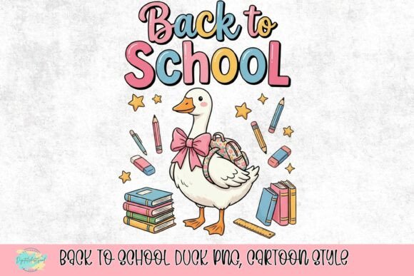 Back to School Duck PNG, Cartoon Style