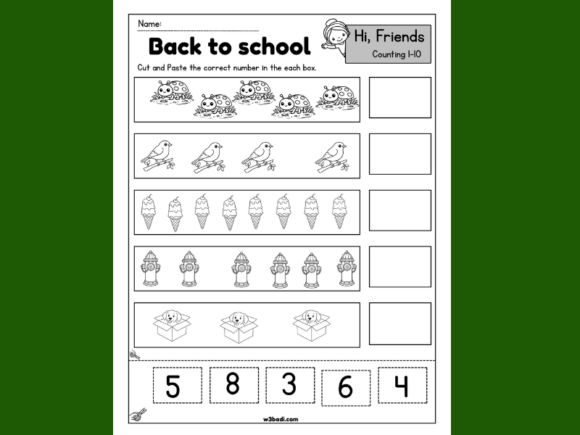 Back to School Kindergarten Counting 1–10