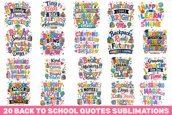 Back to School Quotes Sublimation Bundle for Creators