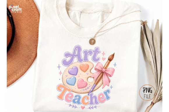 Back to School Retro Art Teacher Bow PNG