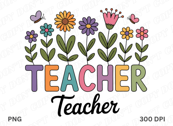 Floral Teacher Png Back to School Designs