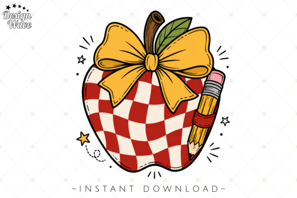 Teacher Apple Bow PNG: The Ultimate Digital Asset for Trendy Retro Classroom Designs